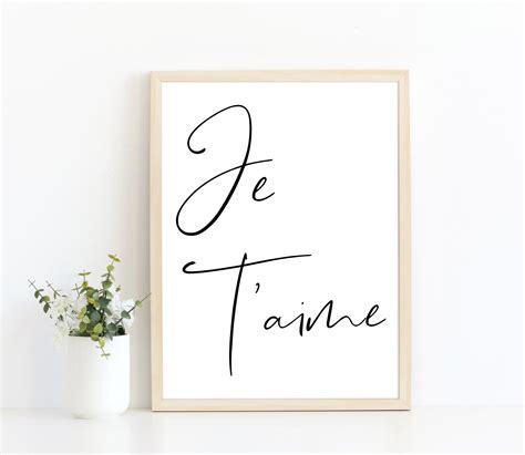 I Love You French Wall Art Print, Je T'aime French Wall Art, Paris ...