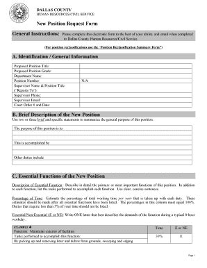 Dallas County New Position Request Form - Blank Fillable Template ...