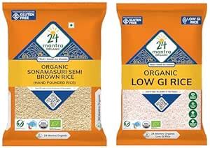 24 mantra Low gi rice 2kg and Sonamasuri Unpolished Semi Brown Rice ...