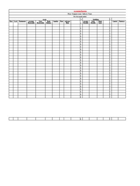 Excel Accounting WorkSheet and Accounting Equation | Download Free PDF | Debits And Credits ...
