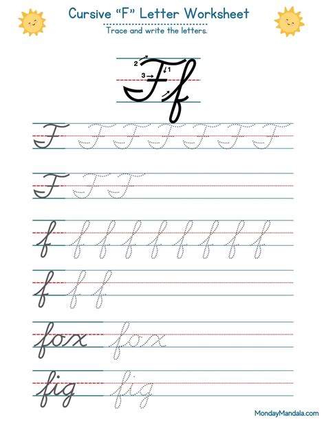 10 Cursive F Worksheets (Free Letter Writing Printables)