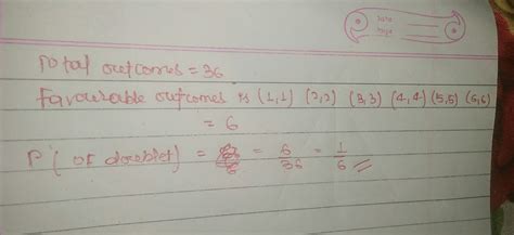 Find the probability of getting a doublet in a single throw of two dice ...