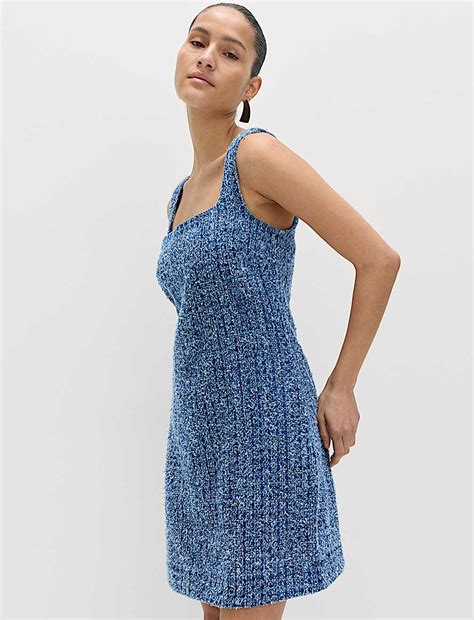 Buy Pure Cotton Denim Tufted Mini Shift Dress at Marks & Spencer