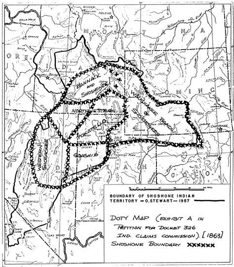 Boundary of Shoshone Indian Territory; Doty Map of 1863 Indian Claims ...