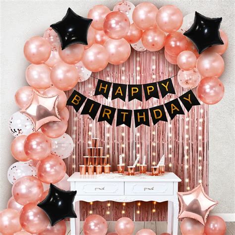Party Propz Rose Gold Birthday Decoration Kit - 69 Pcs Birthday ...