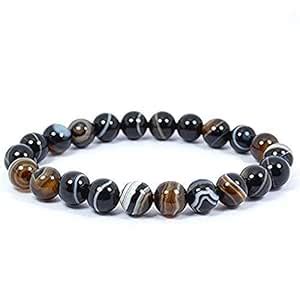 Buy Crystal Cave Exports Natural Black Sulemani (Hakik) 8 mm Bead ...