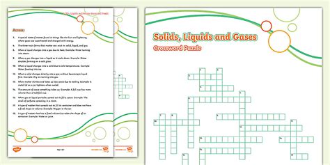 Solids, Liquids and Gases Crossword Puzzle