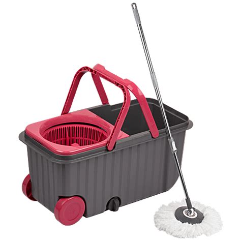 Buy Polyset Dual Wheel Bucket Mop - Pink, For Floor Cleaning Online at ...