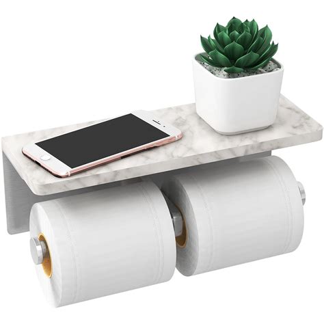 Amazon.com: Brushed Nickel Toilet Paper Holder with Shelf, New Upgrade Double Toilet Paper ...