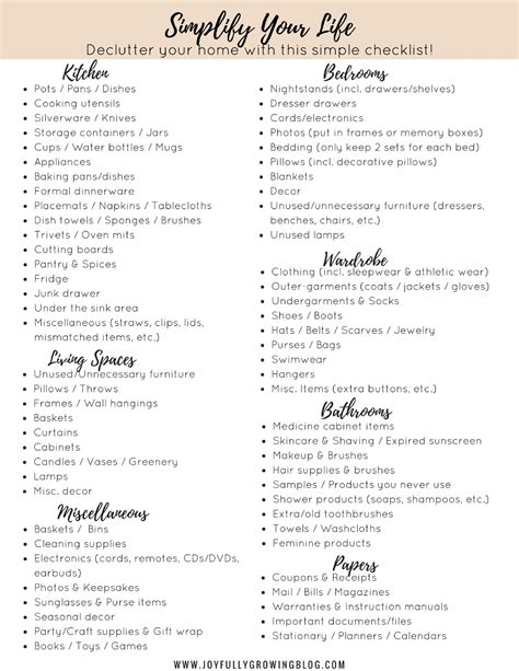 Image result for Decluttering Checklist Free Printable