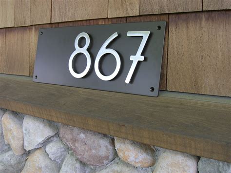 Contemporary Address Plaque with 5" Bungalow Style House Numbers ...