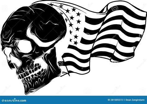 Black Silhouette Of Skull Emblem With Usa Flag Vector Royalty-Free Stock Photo | CartoonDealer ...