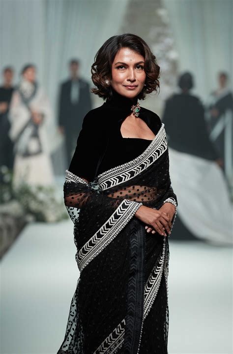 Black Net Polka Dot Net Stitched Saree Set – Manish Malhotra