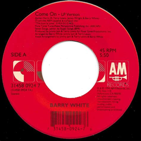 Barry White - Come On / Practice What You Preach (1994, Specialty ...