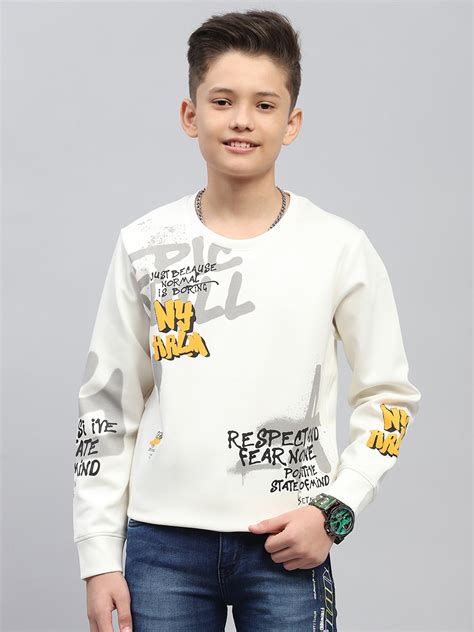 Buy Boys White Printed Round Neck Full Sleeve Sweatshirt Online in ...