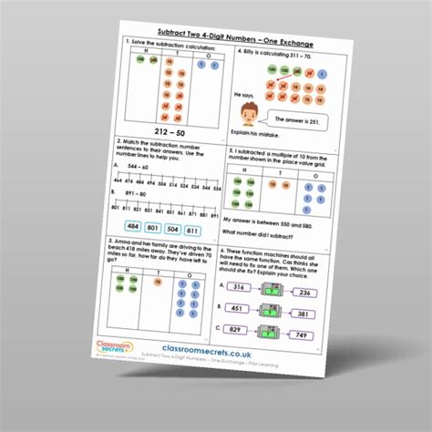 Image result for Orking Maths Example of Adding 2 Four Digits with Two Exchange