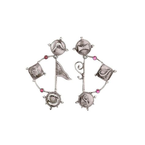Buy Dhanush Silver Earring - Pink Stone by MOHA Online by MOHA