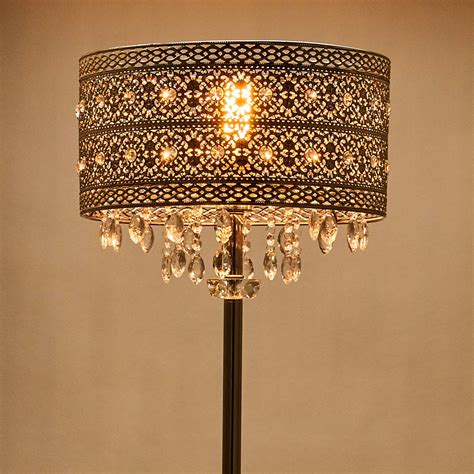63" Bohemian Floor Lamp w Crystal Beads & Silver Finish for Home More ...
