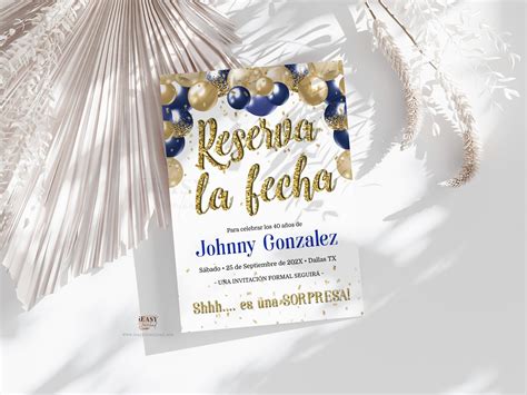 Save the Date 60th Birthday Spanish Birthday Invitation Navy - Etsy