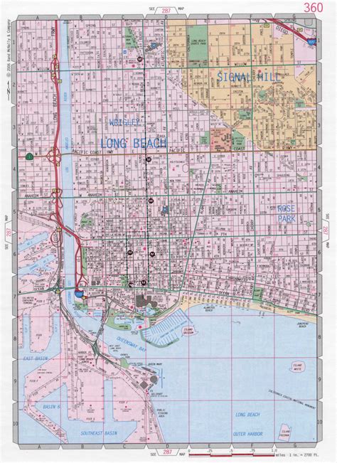 Map of Long Beach city, California. Free large detailed road map Long Beach
