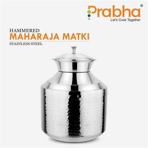 Stainless Steel Water Storing Maharaja Hammered Matki Pot Matka ...
