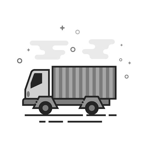 Flat grayscale icon truck | Premium Vector