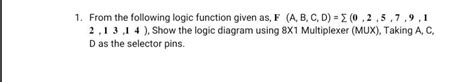 Image result for Implement the Logic Expression Using 8X1 Multiplexer