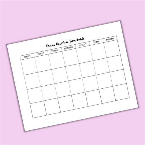 Image result for GCSE Revision Timetable Example