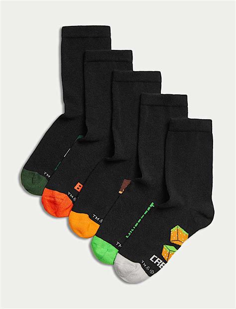Buy 5pk Cotton Rich Minecraft™ School Socks at Marks & Spencer