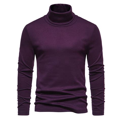 Leadmall Long Sleeve Mock Turtleneck Shirts for Men Solid Pattern ...