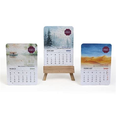 bioQ Plantable Desk Calendar 2025 - Majestic India with Wooden Stand ...