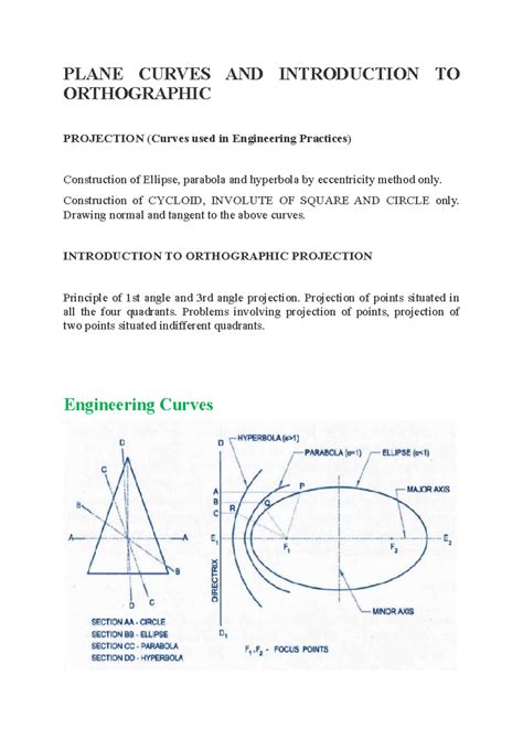 Plane Curves AND Introduction TO Orthographic - PLANE CURVES AND ...