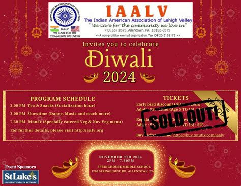 IAALV DIWALI 2024, Springhouse Middle School, Allentown, 9 November ...