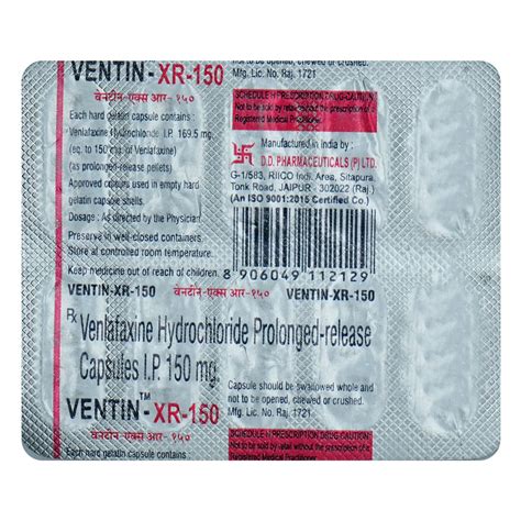 Venlor-XR 150 Capsule 10's Price, Uses, Side Effects, Composition ...