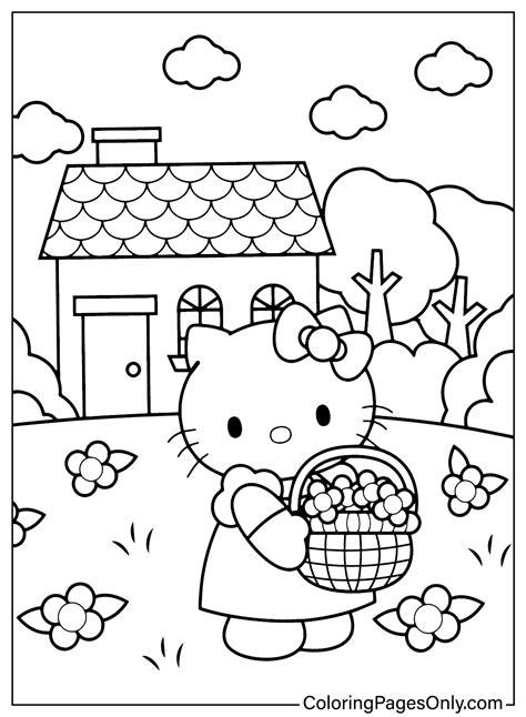 Hello Kitty Garden Coloring Page