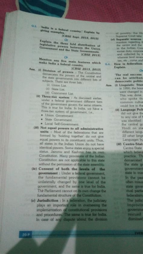 explain the three fold distribution of Legislative powers between union government and state ...