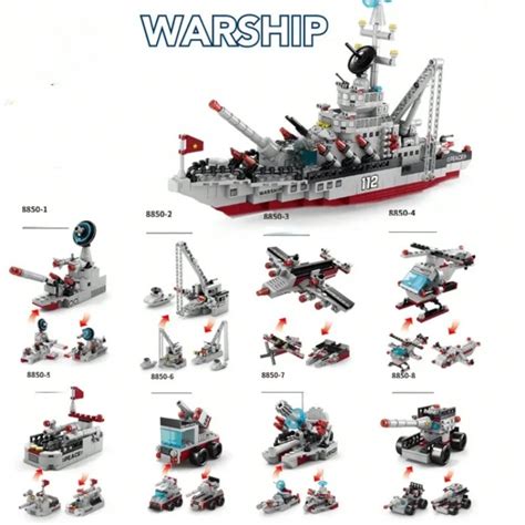 New Military Navy War Chariot Ship Boat Plane Model Warships Building ...