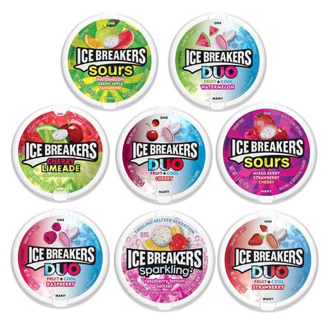 Ice Breakers Tins Variety Pack of 8 Flavors- Mixed Berry Sours, Duo ...