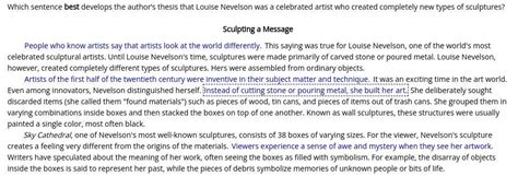 Which sentence best develops the author’s thesis that Louise Nevelson ...