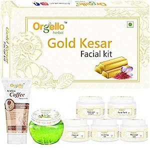 Orgello Herbal Gold Kesar Facial Kit combo (5 x 50 g) + Arabica Coffee ...