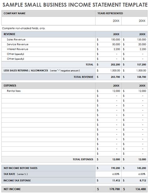 Image result for Small Business Income Statement Example