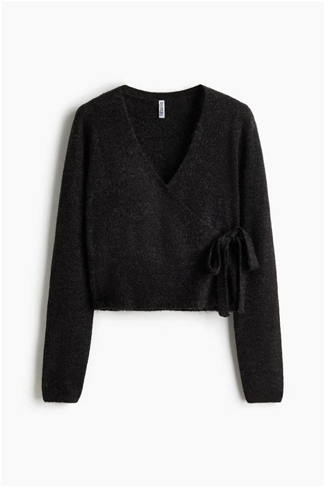 Wrap cardigan - Dark grey - Ladies | H&M IN