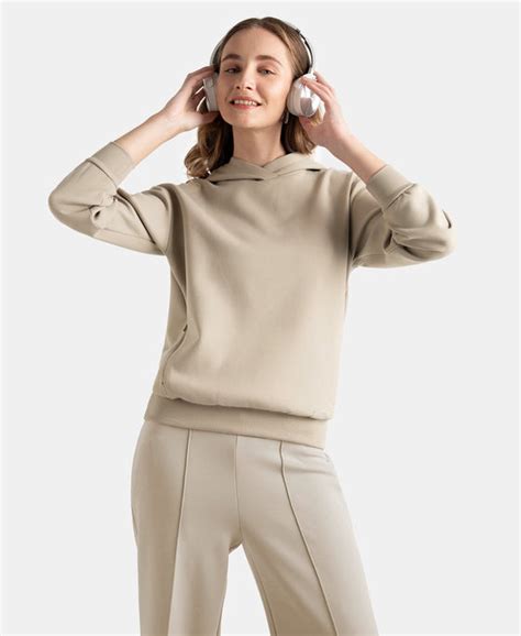 Buy Microfiber Cotton Blend Elastane Stretch Drop Shoulder Hoodie ...