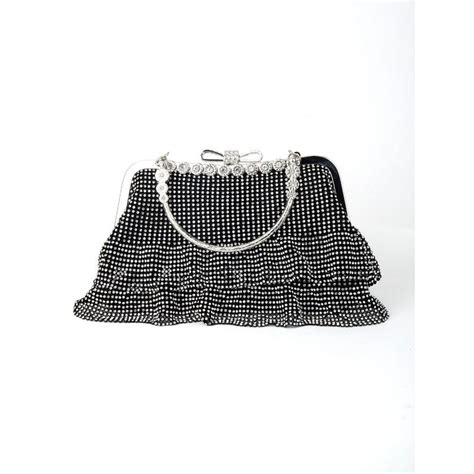 Buy Odette Black Firilled Look Embellished Clutch Online