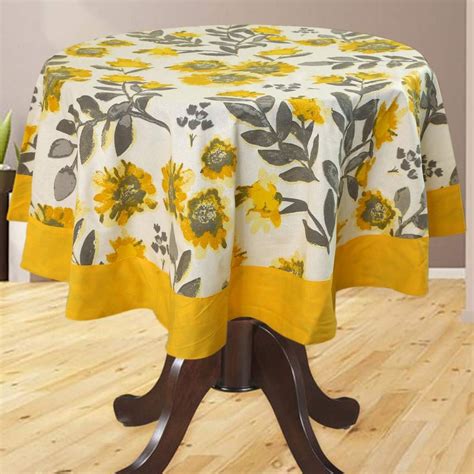 Buy HOME COLORS.IN Checkered 4 Seater Round Table Cover - 100% Cotton ...