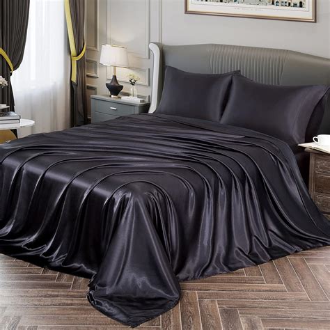 Amazon.com: Vonty Satin Sheets Full Size Silky Soft Satin Bed Sheets ...