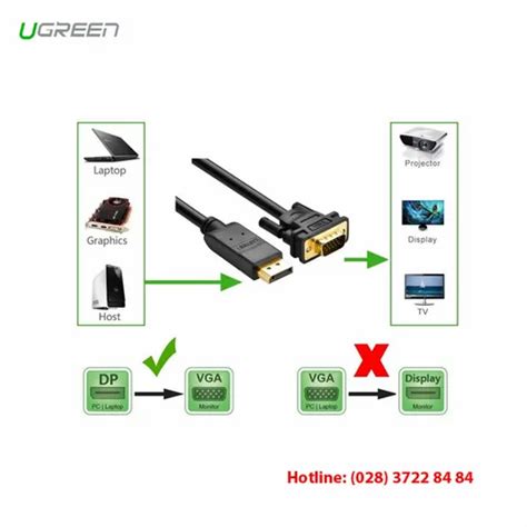 Ugreen - DP to VGA cable Male to Male 1.5Mtr Ugreen 10247 (DisplayPort ...