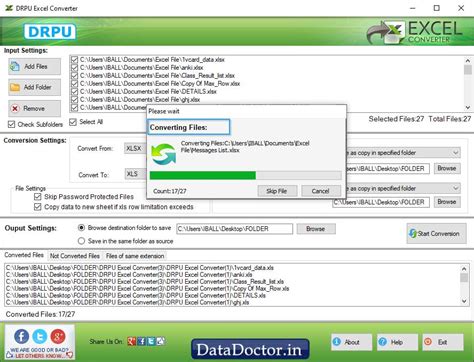 Screenshots of Excel converter tool to convert XLS files in XLSX format