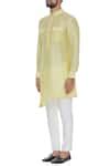 Buy Yellow Asymmetric Pathani Kurta For Men by Aqube by Amber Online at ...