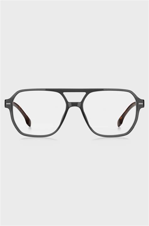 BOSS - Grey-acetate optical frames with Havana end-tips - Grey